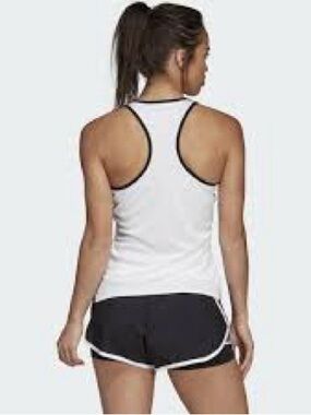 adidas White Tank Top with Black Trim Racerback